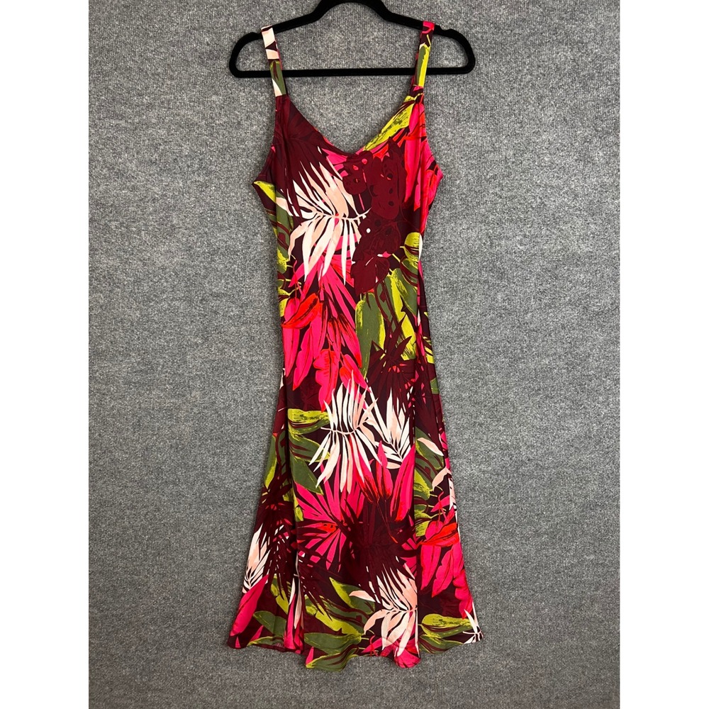 NEW Lands End Slip Dress Womens S Pink Tropical Floral New Sleeveless Midi